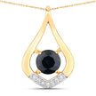 1.24 Carat Genuine Blue Sapphire and White Diamond 10K Yellow Gold Pendant