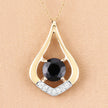 1.24 Carat Genuine Blue Sapphire and White Diamond 10K Yellow Gold Pendant