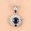 1.71 Carat Genuine Blue Sapphire and White Diamond 10K White Gold Pendant