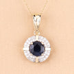 1.71 Carat Genuine Blue Sapphire and White Diamond 10K Yellow Gold Pendant