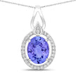 3.05 Carat Genuine Tanzanite and White Diamond 14K White Gold Pendant