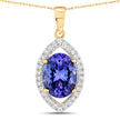 2.38 Carat Genuine Tanzanite and White Diamond 14K Yellow Gold Pendant