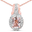 14K Rose Gold Plated 0.73 Carat Genuine Morganite & White Topaz .925 Sterling Silver Pendant