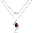 2.02 Carat Genuine Garnet and White Diamond .925 Sterling Silver Pendant