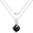 12.36 Carat Genuine Smoky Quartz and White Topaz .925 Sterling Silver Pendant