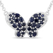 3.83 Carat Genuine Blue Sapphire and White Zircon .925 Sterling Silver Pendant