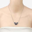 3.83 Carat Genuine Blue Sapphire and White Zircon .925 Sterling Silver Pendant