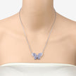 3.31 Carat Genuine Tanzanite and White Zircon .925 Sterling Silver Pendant