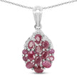 2.54 Carat Genuine Ruby & White Diamond .925 Sterling Silver Pendant
