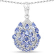 2.64 Carat Genuine Tanzanite and White Topaz .925 Sterling Silver Pendant