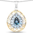 18K Yellow Gold Plated 4.44 Carat Genuine London Blue Topaz and Blue Topaz .925 Sterling Silver Pendant