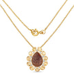 14K Yellow Gold Plated 5.14 Carat Genuine Red Droozi and Citrine .925 Sterling Silver Pendant