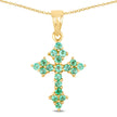 14K Yellow Gold Plated 1.05 Carat Genuine Zambian Emerald .925 Sterling Silver Pendant