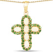 14K Yellow Gold Plated 3.11 Carat Genuine Ethiopian Opal and Chrome Diopside .925 Sterling Silver Pendant