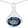 6.65 Carat Genuine London Blue Topaz .925 Sterling Silver Pendant