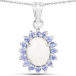 2.26 Carat Genuine Opal and Tanzanite .925 Sterling Silver Pendant