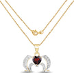 14K Yellow Gold Plated 1.05 Carat Genuine Garnet and White Topaz .925 Sterling Silver Pendant