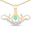 14K Yellow Gold Plated 0.62 Carat Genuine Emerald and White Topaz .925 Sterling Silver Pendant