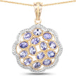 14K Yellow Gold Plated 2.38 Carat Genuine Tanzanite .925 Sterling Silver Pendant