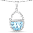 4.08 Carat Genuine Swiss Blue Topaz & White Topaz .925 Sterling Silver Pendant