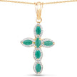 18K Yellow Gold Plated 0.84 Carat Genuine Emerald .925 Sterling Silver Pendant