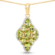 14K Yellow Gold Plated 4.02 Carat Genuine Peridot & White Topaz .925 Sterling Silver Pendant