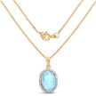 14K Yellow Gold Plated 13.55 Carat Genuine Larimar and White Topaz .925 Sterling Silver Pendant