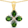 2.70 Carat Genuine Chrome Diopside and White Topaz .925 Sterling Silver Pendant