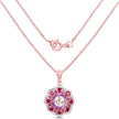 14K Rose Gold Plated 2.30 Carat Genuine Morganite, Rhodolite and Amethyst .925 Sterling Silver Pendant