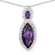 3.53 Carat Genuine Amethyst and White Topaz .925 Sterling Silver Pendant