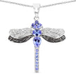 1.93 Carat Genuine Tanzanite and White Topaz .925 Sterling Silver Pendant