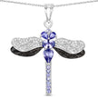 1.99 Carat Genuine Tanzanite and White Zircon .925 Sterling Silver Pendant