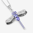 1.99 Carat Genuine Tanzanite and White Zircon .925 Sterling Silver Pendant