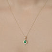 0.89 Carat Genuine Zambian Emerald and White Diamond 14K Yellow Gold Pendant