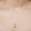 0.72 Carat Genuine Zambian Emerald and White Diamond 14K Yellow Gold Pendant