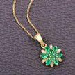 0.72 Carat Genuine Zambian Emerald and White Diamond 14K Yellow Gold Pendant