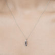 0.40 Carat Genuine Blue Sapphire and White Diamond 14K White Gold Pendant