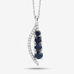0.40 Carat Genuine Blue Sapphire and White Diamond 14K White Gold Pendant