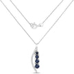 0.40 Carat Genuine Blue Sapphire and White Diamond 14K White Gold Pendant