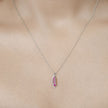 0.43 Carat Genuine Ruby and White Diamond 14K White Gold Pendant