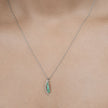 0.34 Carat Genuine Zambian Emerald and White Diamond 14K White Gold Pendant
