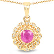0.59 Carat Genuine Ruby and White Diamond 14K Yellow Gold Pendant