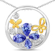 1.33 Carat Genuine Tanzanite and White Topaz .925 Sterling Silver Pendant