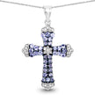 1.84 Carat Genuine Tanzanite and White Zircon .925 Sterling Silver Pendant