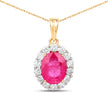 2.56 Carat Genuine Burma Ruby and White Diamond 18K Yellow Gold Pendant