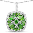 3.25 Carat Genuine Chrome Diopside and White Zircon .925 Sterling Silver Pendant