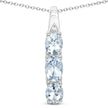0.95 Carat Genuine Aquamarine and White Diamond .925 Sterling Silver Pendant