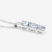 0.95 Carat Genuine Aquamarine and White Diamond .925 Sterling Silver Pendant