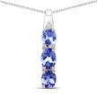 1.11 Carat Genuine Tanzanite and White Diamond .925 Sterling Silver Pendant