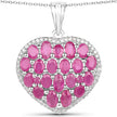 5.00 Carat Genuine Ruby and White Diamond .925 Sterling Silver Pendant